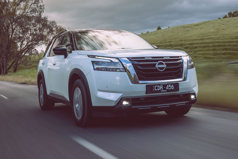 Nissan Pathfinder MY23 on the road.