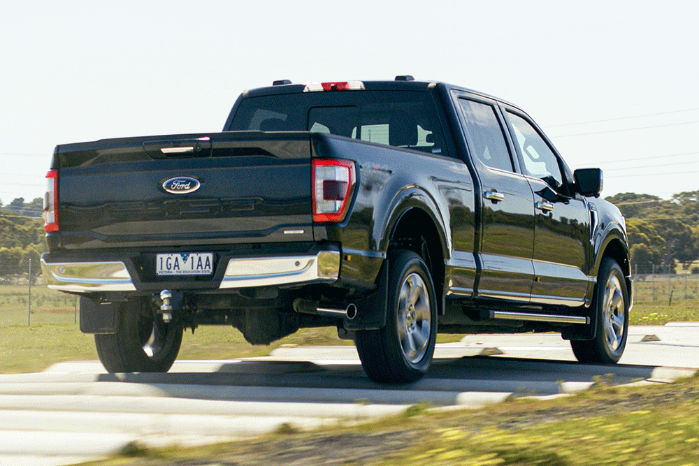 Rear view of Ford F-150 pickup.