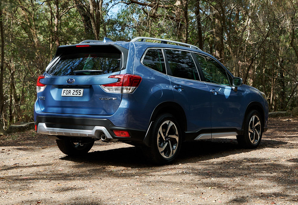 Rear view of MY23 Subaru Forester.