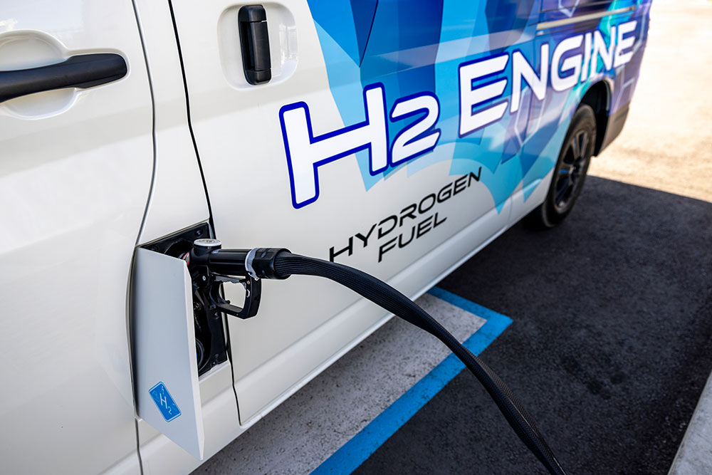 Hydrogen Toyota HiAce refuelling.