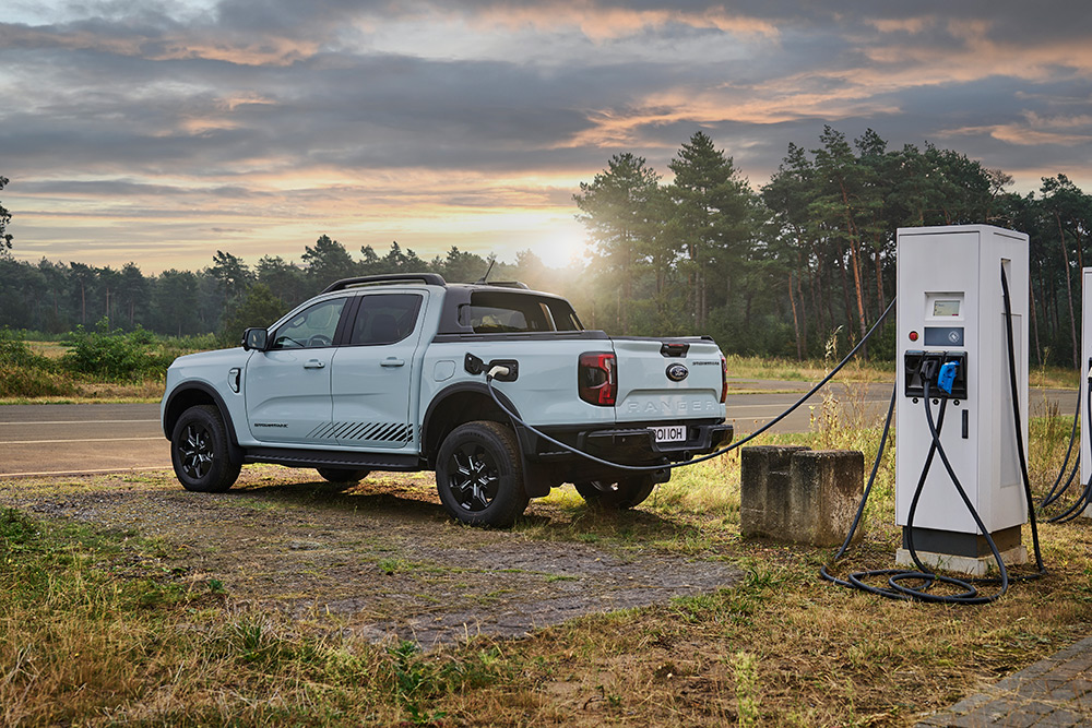 Ford PHEV ute recharging.