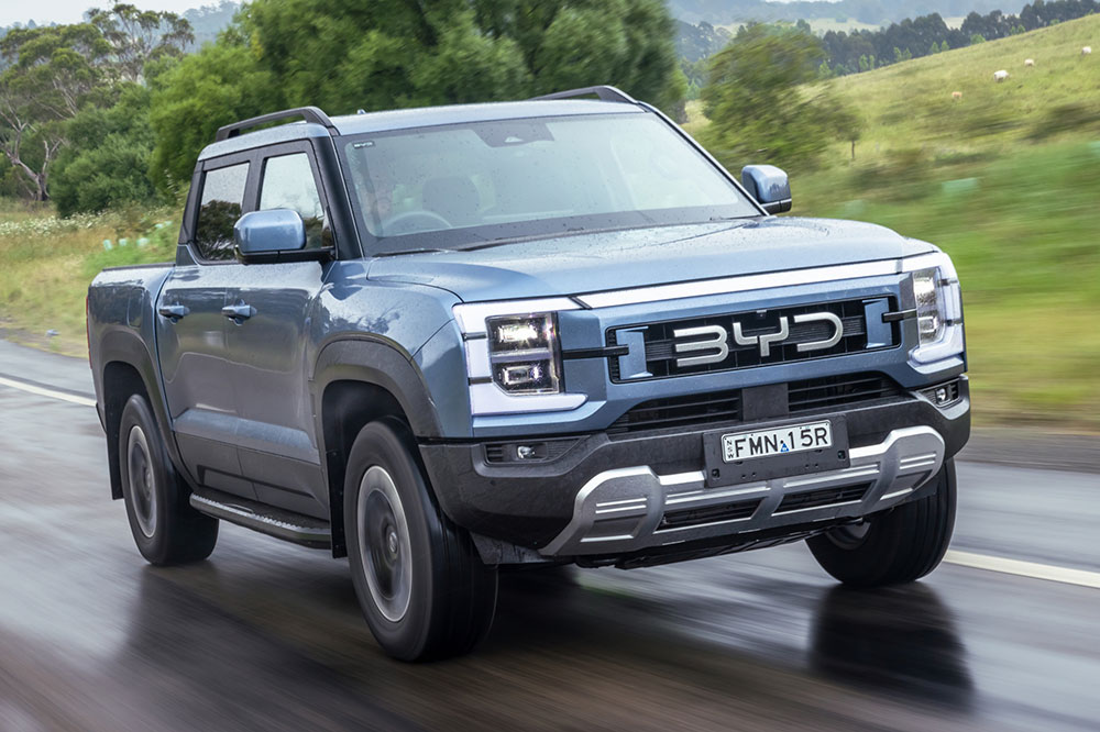 The BYD Shark 6 on the highway.