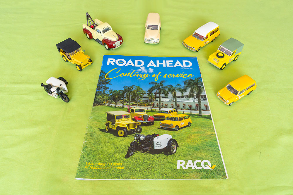 Jack Eagle's model cars matching a Road Ahead cover.