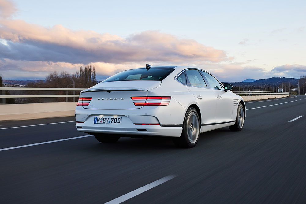 Genesis Electrified G80 rear view.