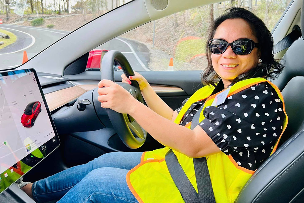 A member ready to put a Tesla to the test.