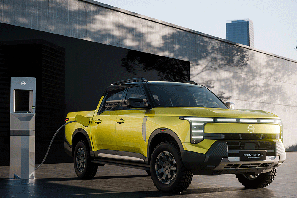 Nissan Frontier Pro PHEV ute recharging.