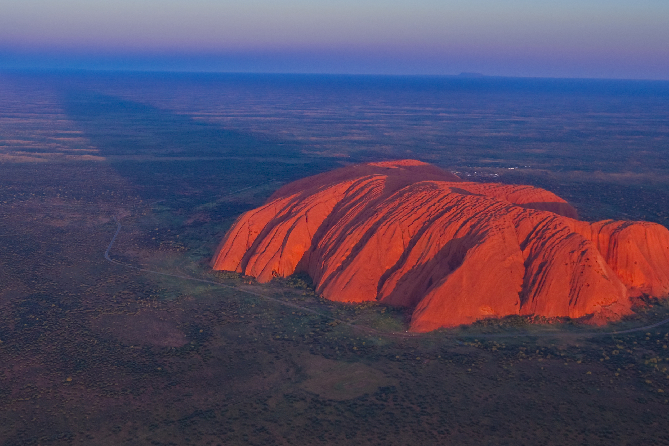 Aerial view of Uluru.