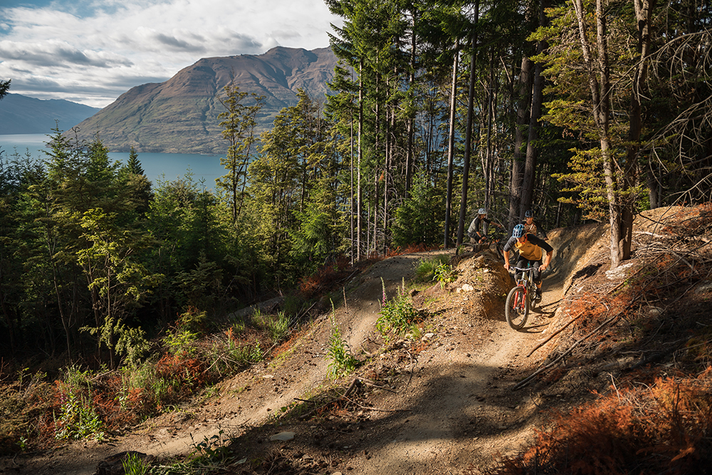 Mountain bikers on the McNealy Gnarly Trail near Queenstown.