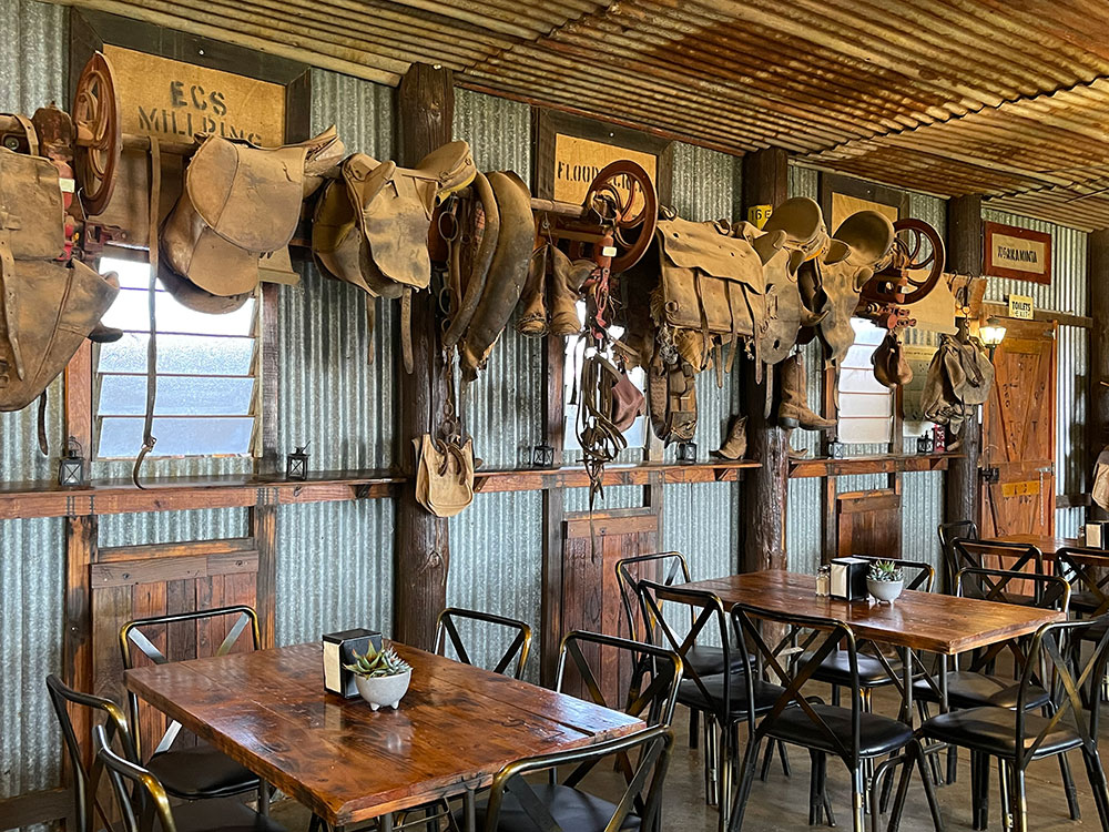 The dining room at Packsaddle Roadhouse.