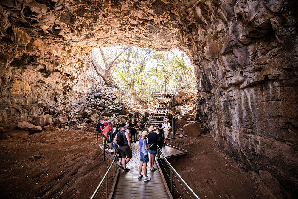 Inside the Undara lava tubes.