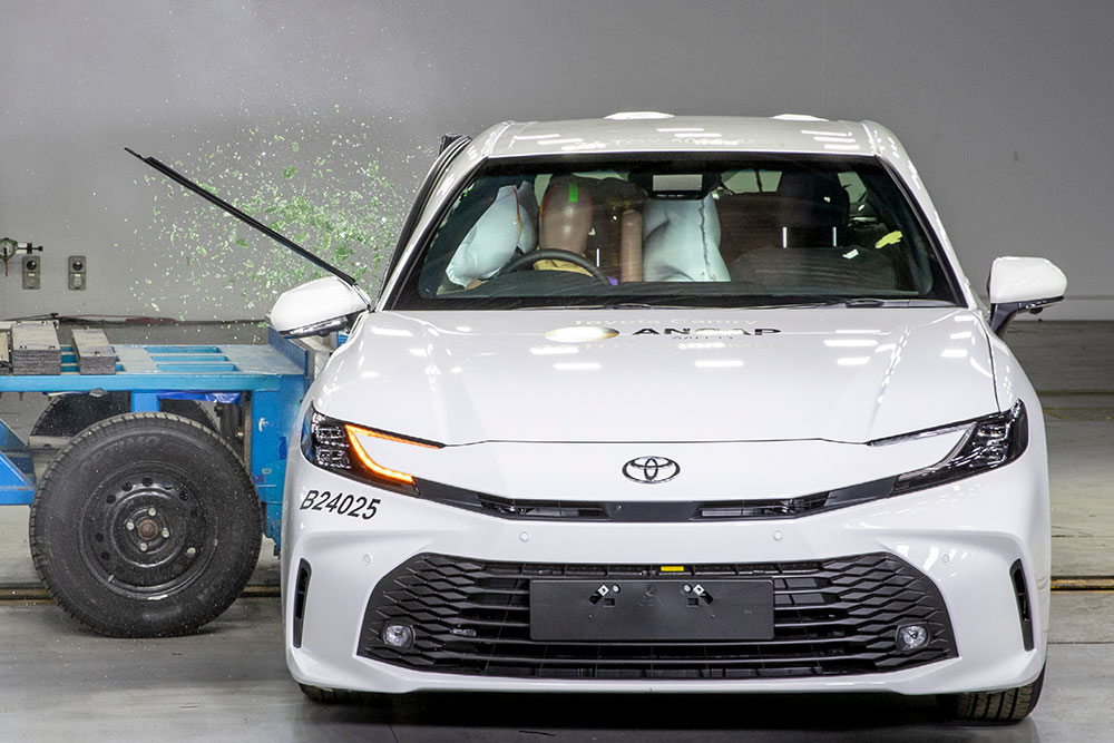 The Toyota Camry during ANCAP safety testing in 2024.