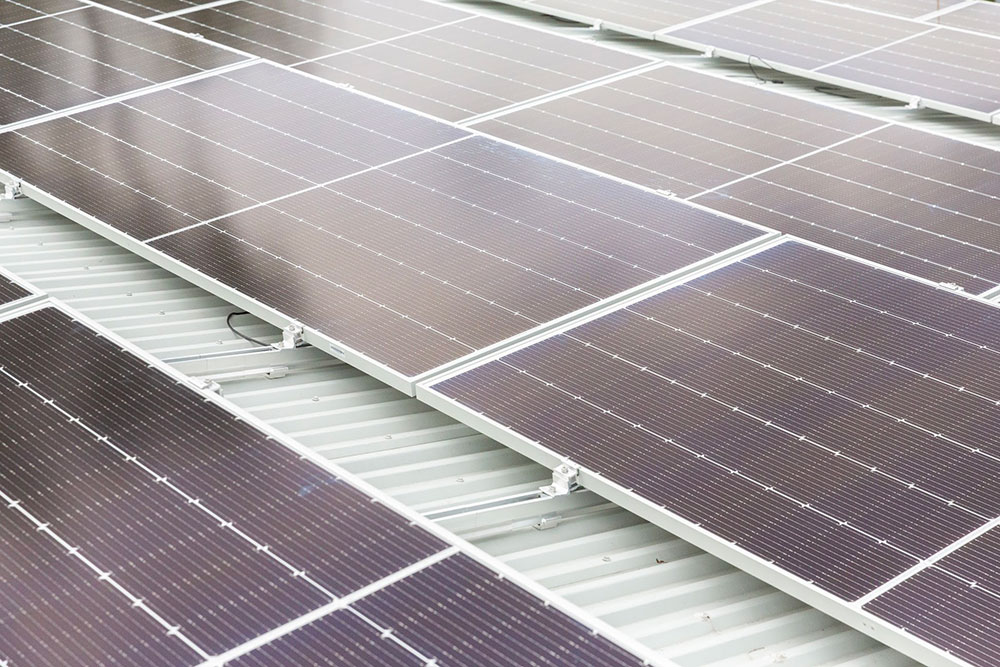 Solar panels on a rooftop.