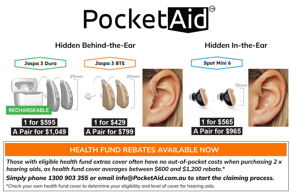 Pocketaid Hearing Aids promo.