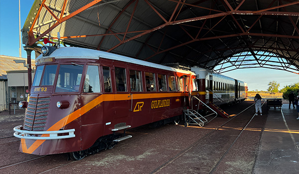 The Gulflander train ready to leave Normanton