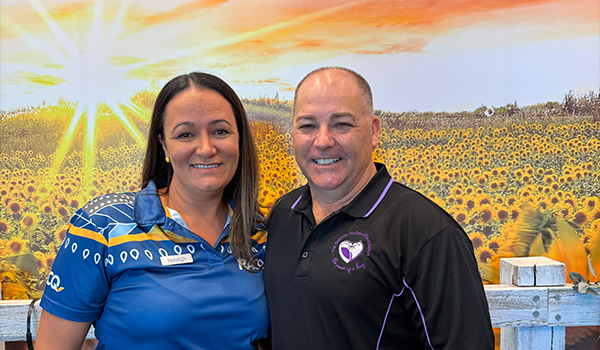 Haleigh Maag and Bruce McGowan in the RACQ Warwick store.